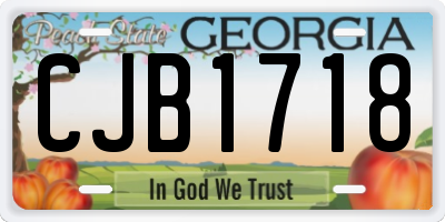 GA license plate CJB1718