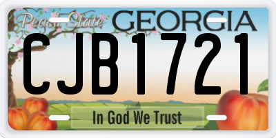 GA license plate CJB1721