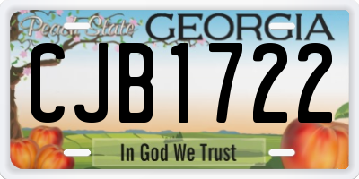 GA license plate CJB1722