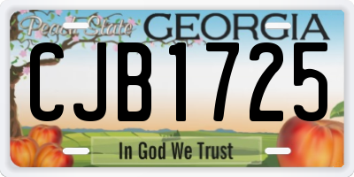GA license plate CJB1725