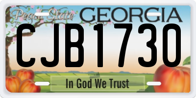 GA license plate CJB1730