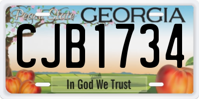 GA license plate CJB1734