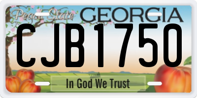 GA license plate CJB1750