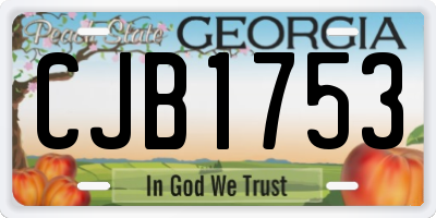 GA license plate CJB1753