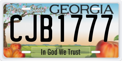GA license plate CJB1777