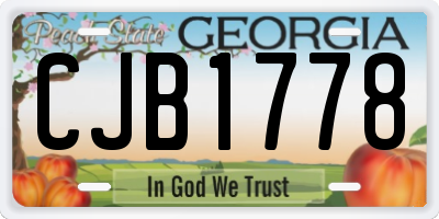 GA license plate CJB1778