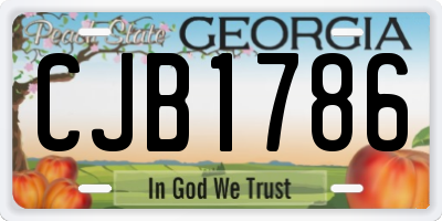 GA license plate CJB1786