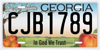 GA license plate CJB1789