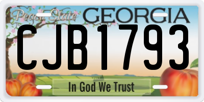 GA license plate CJB1793