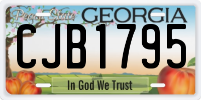 GA license plate CJB1795