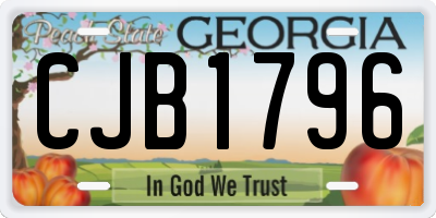 GA license plate CJB1796