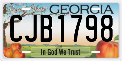 GA license plate CJB1798
