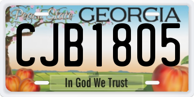 GA license plate CJB1805
