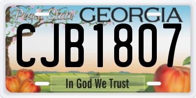 GA license plate CJB1807