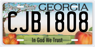 GA license plate CJB1808