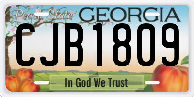 GA license plate CJB1809