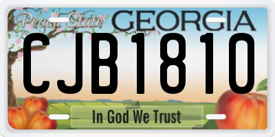 GA license plate CJB1810