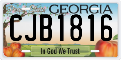 GA license plate CJB1816