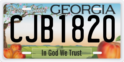 GA license plate CJB1820