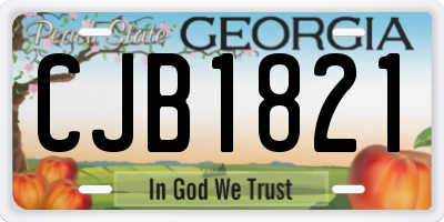 GA license plate CJB1821
