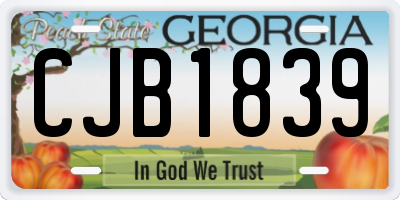GA license plate CJB1839