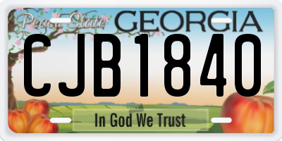 GA license plate CJB1840