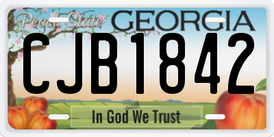 GA license plate CJB1842