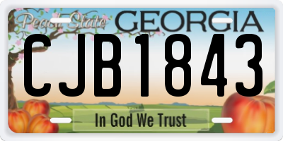 GA license plate CJB1843