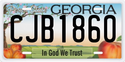 GA license plate CJB1860