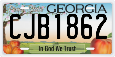 GA license plate CJB1862