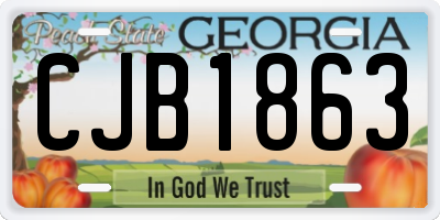 GA license plate CJB1863