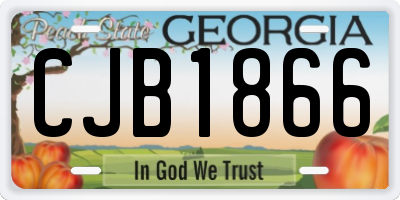 GA license plate CJB1866
