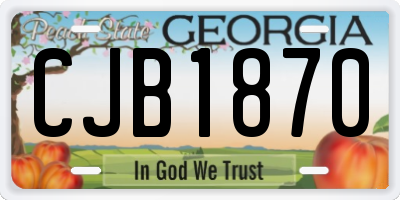 GA license plate CJB1870
