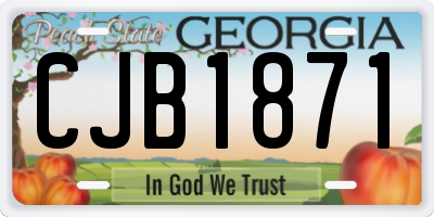 GA license plate CJB1871