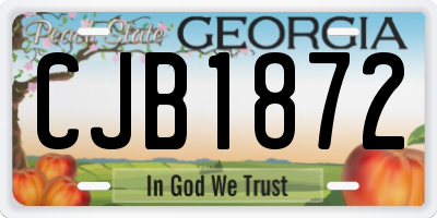 GA license plate CJB1872
