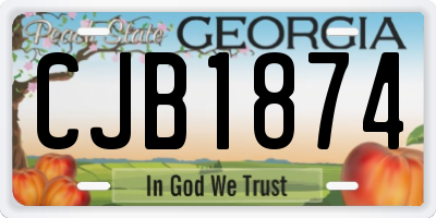 GA license plate CJB1874