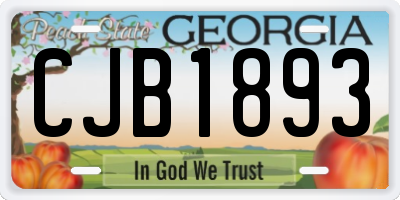 GA license plate CJB1893