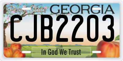 GA license plate CJB2203