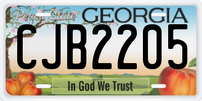 GA license plate CJB2205