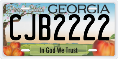 GA license plate CJB2222