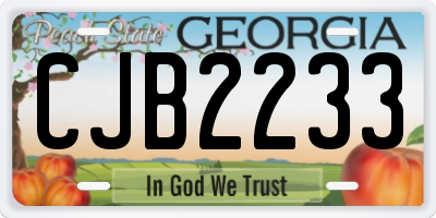 GA license plate CJB2233