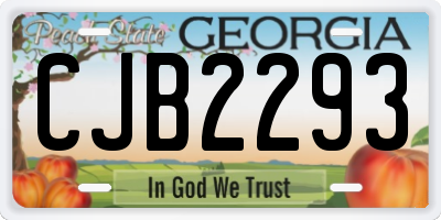 GA license plate CJB2293