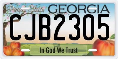 GA license plate CJB2305