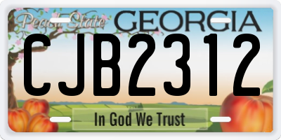 GA license plate CJB2312