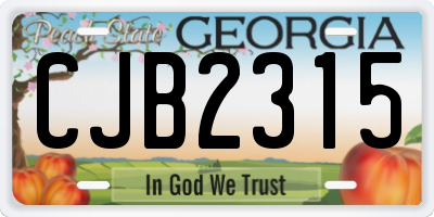 GA license plate CJB2315