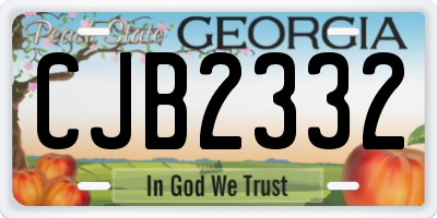 GA license plate CJB2332