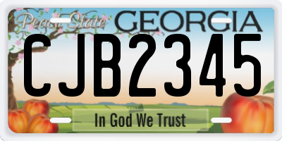GA license plate CJB2345