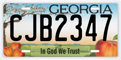 GA license plate CJB2347