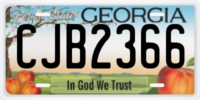 GA license plate CJB2366