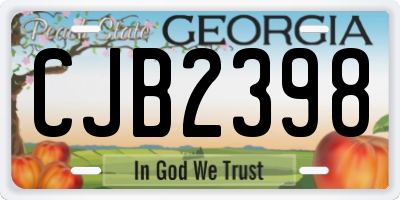 GA license plate CJB2398